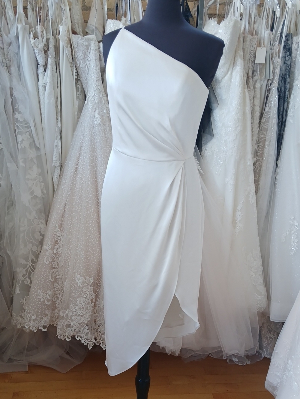 One-Shoulder Ivory Cocktail Dress